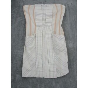 Coincidence & Chance Dress Medium Urban Outfitters Strapless Linen Striped Zip
